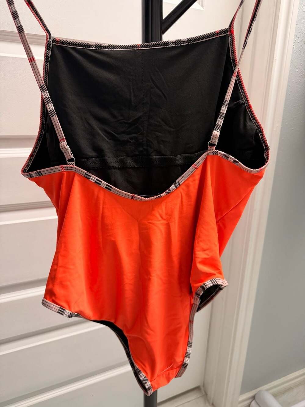 Burberry Logo Print Plaid Trim Bodysuit Size XL - Picture 2 of 4